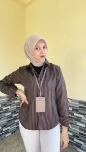 Luna Stripe Fitted Shirt - Atasan Wanita Stripe Salur - Kemeja Basic Lengan Panjang - Kemeja Kantor