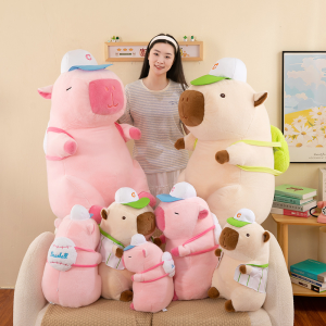 (TẶNG CAPYBARA NHỎ) Thú bông Capybara Hồng Bóng chày Đội nón Đeo Balo Tennis dễ thương mẫu mới