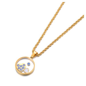 Lokaer 316L Stainless Steel Shell Heart & Blue Eye Charm Bracelet For Women Fashion Statement Waterproof Jewelry браслет B23181