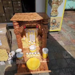 Combo bộ bàn thờ thần tài ông địa gỗ xoan ngang 56cm quỳ trụ mẫu mới rất đẹp