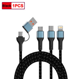 1-2PCS 240W Charging Cable 3 In 1 USB Type C Charger Cord MultiPort Micro Cable For iPhone 16 15