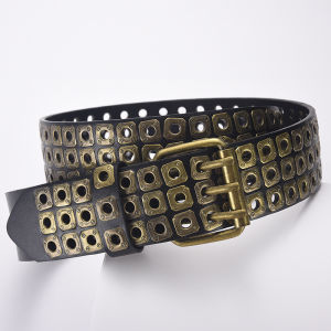 Womens new European and American style trend belt square bead spike punk womens belt womens personality trend versatile belt LR1293