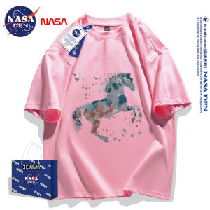 เสื้อยืดคอกลมแขนสั้นผ้าฝ้ายแท้ระบายอากาศได้ดี ทรงหลวม แฟชั่นฤดูร้อน สำหรับทั้งชายและหญิง รุ่นพิเศษของ NASA