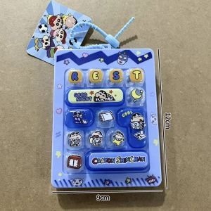 Bandai | Crayon Shin chan Keycap Keychain Cartoon Anime Pendant Bag Charm Gift for Anime Fans Mini Keyboard Stress Relief Fidget Toy
