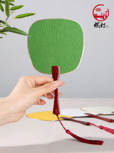 Mini Portable Double-Sided Miniature Fan Hand-Painted Paper Handle Wood Floret Cute Ancient Style Xuan Paper Fan Creative Cultural Industry