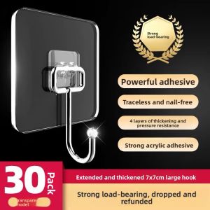 MONLEYTA | Strong Adhesive Wall Hooks No Drilling Required Plastic Adhesive Hooks For Kitchen Tools Max Load 05kg Monleyta Brand