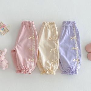 Girls Korean Style Lantern Pants Spring Season Casual Clothes Baby Bow Knot Loose Casual Trousers Children Spring Fashion