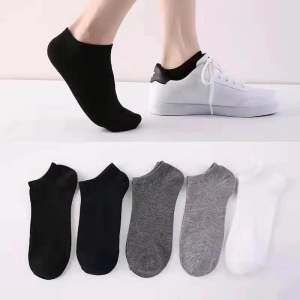 TING SHOP | 5 Pairs Unisex Socks Cotton Plain Black/White/Grey Korean Summer Breathable school Socks