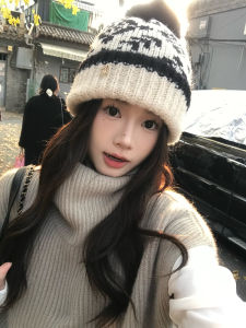 Thickened Knitted Woolen Hat Womens Winter Ear Protection Warm Knit Cap Dongda Gate Ferland Island Style Fashion Accessory