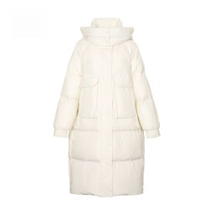 HR | Non-Bulky Duck Down Jacket HR Helena Hooded Mid-Length Womens Winter Coat 2024 Korean Style Straight Cut Thickened Polyester Fiber