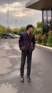 BATIK ARKANZA Kemeja Batik Pria Cowok Lengan Panjang Slimfit Premium Bahan Katun Lapis Furing INFL