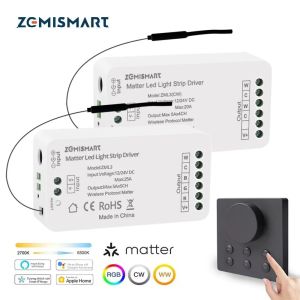 Bộ Điều Khiển Đèn LED Dải WiFi Zemismart Matter Công Tắc Núm Xoay Không Dây Tương Thích Với HomeKit SmartThings Alexa Google Home Điều Khiển Qua Ứng Dụng Hỗ Trợ Điều Khiển RGB.