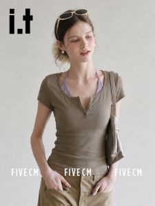 Halter Neck Color Block Short Sleeve Slim Fit T Shirt