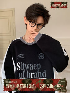 Boys Spring Autumn Hoodie Thin Cotton Polyester Blend Street Style Printed Loose Fit Long Sleeve T-Shirt for Kids And Teens