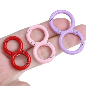 ตะขอเกี่ยวห่วงโลหะคู่ทรงกลมคละสี1ชิ้น32/36/43มม. สำหรับทำเครื่องประดับทำกระเป๋าพวงกุญแจเสน่ห์คลิปล็อคอุปกรณ์ค้นหาเครื่องประดับ DIY