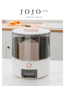 JOJOS L.PD.Spin Rotating Rice Bucket Luxury Partition Grain Storage Sealed Moisture Proof Kitchen Storage Container