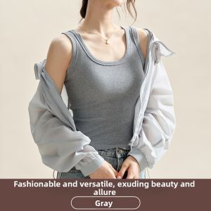 Miiow | Slim Fit Tank Top Womens Inner Wear Spring Summer New Style Thread Design Sleeveless Vest Cover Side Breast Base Layer Shirt