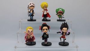 One Piece: Set of 6 Q Version Mini Figure Luffy Sanji Chopper Doflamingo Law and Robin MIni Action Figure (10-11 cm High)