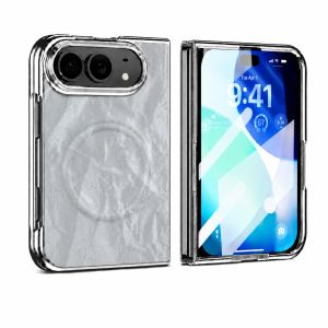 szhaiyu | Luxury Electplating Phone Case With Snow Mountain Texture For iPhone DuoFor Magsafe With Screen Glass Shockproof Back Cover