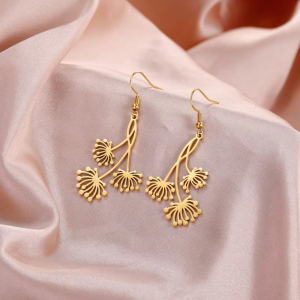 Cazador Flower Dandelion Drop Earrings for Women Aesthetic Stainless Steel Pendant Earrings Birthday Gift Wedding Jewelry 2025
