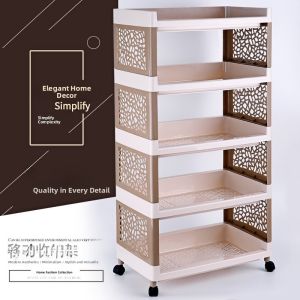 Plastic Floor-standing Storage Rack Bedroom Living Room Bathroom Kitchen Organizer Shelf Bedside Wall-mounted Rack Holder