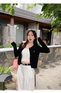 เสื้อคาร์ดิแกนถักแขนยาวผ้าไหมน้ำแข็งสีแดงหลวมๆ บางๆ สำหรับผู้หญิงในช่วงฤดูร้อน เสื้อคลุมกันแดดแบบสวมหัว ชุดทำงานสไตล์เกาหลี