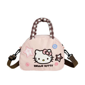 Sanrio | Cute Kitty Crossbody Bag Checkered Commuter Handbag Creative Cartoon Shoulder Bag Gift for Girlfriend