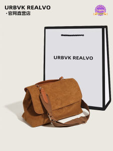 UR Womens Faux Leather Shoulder Bag 2025 New Style Matte Brown Flip Velvet Large Capacity Versatile Crossbody Bag