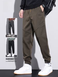 ROMON | Romon Mens Workwear Pants Autumn Winter 2023 Trendy Loose Fit Elastic Cuffed Casual Long Trousers Youthful Style Basic Colors