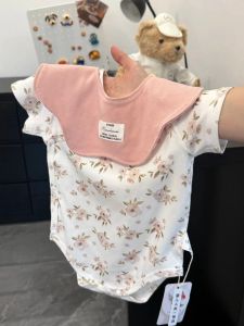 Breathable Thin Short Sleeve Baby Romper Summer Casual Loose Fit Pure Cotton Side Buttoned Wrap around Sleepwear for Girls