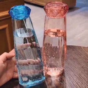 La Cucina Diamond Water Cup Glass Cup 500ml Glass Bottle Heat Resistant Portable Drinking Water Bottle