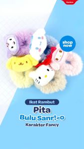 Ikat Rambut Bulu Sanrio Series /Kuncir Rambut Anak Perempuan Dewasa