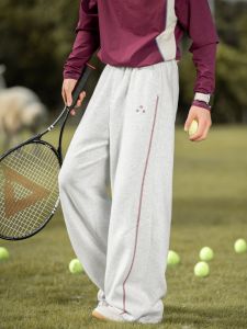 Casual Cotton Polyester Straight Legged Embroidered Sporty Split Color Block Mens Autumn New Style Loose Fit Long Pants