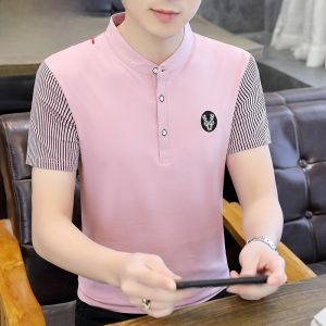 HENGYUANXIANG | Slim Fit Short Sleeve Polo Shirt For Men Casual Stand Collar T-Shirt Fashionable Summer New Style Comfortable Breathable Cotton Blend