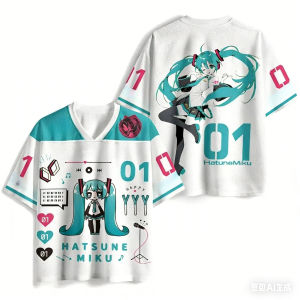 Bandai | 2026 Summer Hot Sale Fashion New Animation Hatsune Miku T-shirt 3D Print Fitness Hip Hop Street Round Neck T-shirt Large