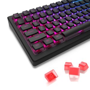 WOMIER 165 Key Black-Orange Pudding PBT Double Shot Shine Through Keycaps OEM Profile Custom Keycap Set Suit for 61/68/84/87/82/100 Gaming Mechanical Keyboard