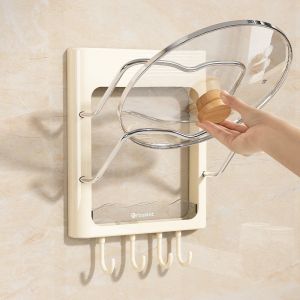 Modern Minimalist Wall-Mounted Pot Lid Holder Kitchen Storage Tool Home Use Cutting Board Storage Rack Multi-Function Storage Shelf