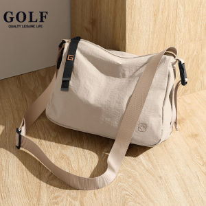 กระเป๋าสะพายคุณภาพกอล์ฟสำหรับแฟชั่นสำหรับผู้หญิงผ้าใบชายหญิงกระเป๋าสะพายข้างสตรีกระเป๋าสะพายไหล่กระเป๋าลำลองหลายชั้นสำหรับ iPad Mini ความจุขนาดใหญ่น้ำหนักเบากระเป๋าเอกสารชาเขียวสีกากี
