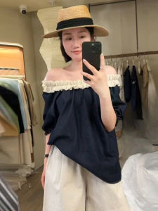 Áo Sơ Mi Nữ Tay Ngắn Mùa Hè Phong Cách Hàn Quốc Thiết Kế Bèo Nhún Một Bên Vai Kiểu Pháp Độc Đáo Thanh Lịch Thời Trang