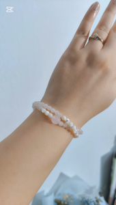 Ready Stock SG - Double Layered Rose Quartz Seashell Crystal Bracelet Handmade Crystal Bracelet Handmade Natural Healing Crystal Bracelets