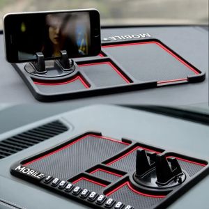 Car Anti Slip Mat Rotatable Phone Holder GPS Storage Cushion with Parking Card Slot Interior Accessories Amagi