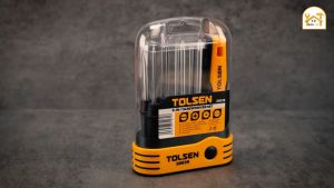 Bộ Vít Tolsen 20039 - 9 Cây 8IN1 Chất Liệu Thép CRV Chịu Nhiệt Tốt Tay Cầm Nhựa Mềm Dẻo Đầu Vít Có Nam Châm Hàng Chính Hãng