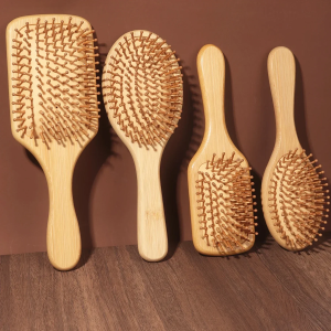Natural Bamboo Paddle Comb Air Cushion Comb Scalp Massage Anti-Static Tangle Free Comb Special for Real Hair Wigs