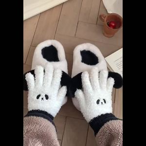 XIXITIAO Womens winter home plush anti slip soft soled confinement shoes are soft cute and cute with warm little dogs and cotton tips