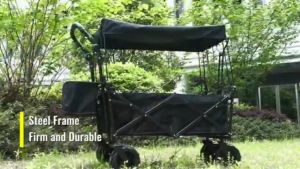 Y4Y  Premium All-Terrain Stroller Wagon Collapsible Kids Wagon with Canopy Adjustable Handle Shopping Cart