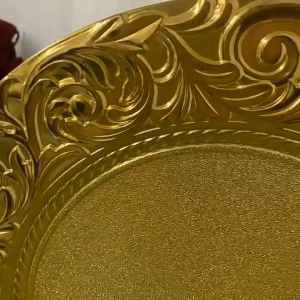 Plastic Charger Plate Gold Decorative Tray For Wedding Banquet Party Table Decor