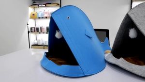 บ้านนอนสัตว์เลี้ยง กลยุทธ์ ขนาดเล็ก พับเก็บได้ ทรงปลาวาฬ บ้านสัตว์เลี้ยง