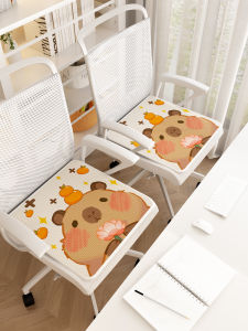 Cute Capybara Ice Silk Office Chair Pad Anti-Slip Four Seasons Universal Comfortable Seat Cushion Soft Polyester Fiber