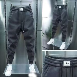 Mens Casual Pants Elastic Waist Sweatpants Pure Color Versatile Stretchy Trousers Autumn Winter Fashion Brand Slim Fit Harajuku Style