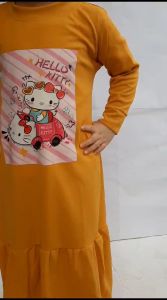 BAJU GAMIS ANAK PEREMPUAN MUSLIM UMUR 1-10 TAHUN KAKI KERUT PRINTING KITI MOBIL